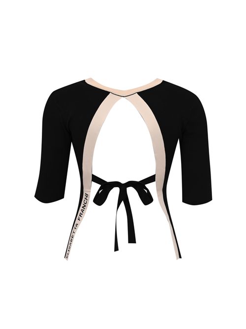 Top in maglia con bande in viscosa lucida e scollo sul retro Elisabetta Franchi | MK67S61E2685